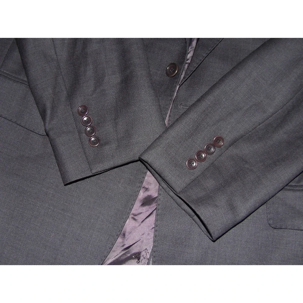 Jos. A. Bank 100% Wool 2 Piece Suit Gray 42R Jacket & 34 X 28 Pleated Pants
